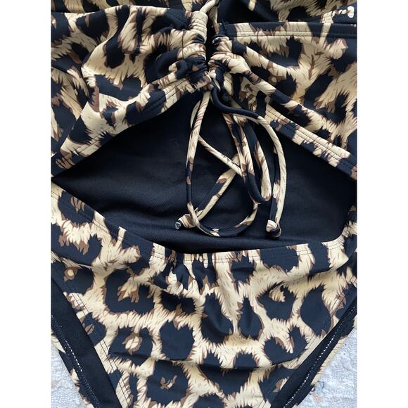 Leopard Print Criss Cross Cut Out One-piece Swimsuit Sexy - Picture 4 of 6